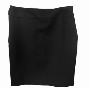 Eileen Fisher Black Knit Italian Fabric Straight Skirt Side Zip Stretch Size PM